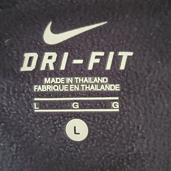 Nike Mens Dri Fit Track Running Jacket Fleece Lined Black W/Blue Stripe Sz Large - Picture 9 of 11